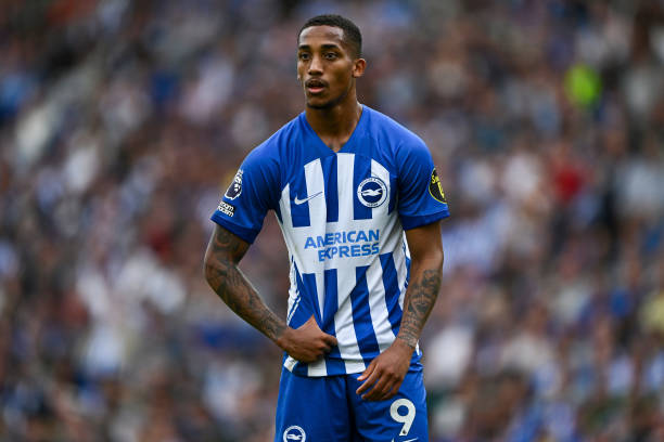 BRIGHTON, ENGLAND - AUGUST 12: Joao Pedro of Brighton looks on during the Premier League match between Brighton & Hove Albion and Luton Town at American Express Community Stadium on August 12, 2023 in Brighton, England. (Photo by Mike Hewitt/Getty Images)